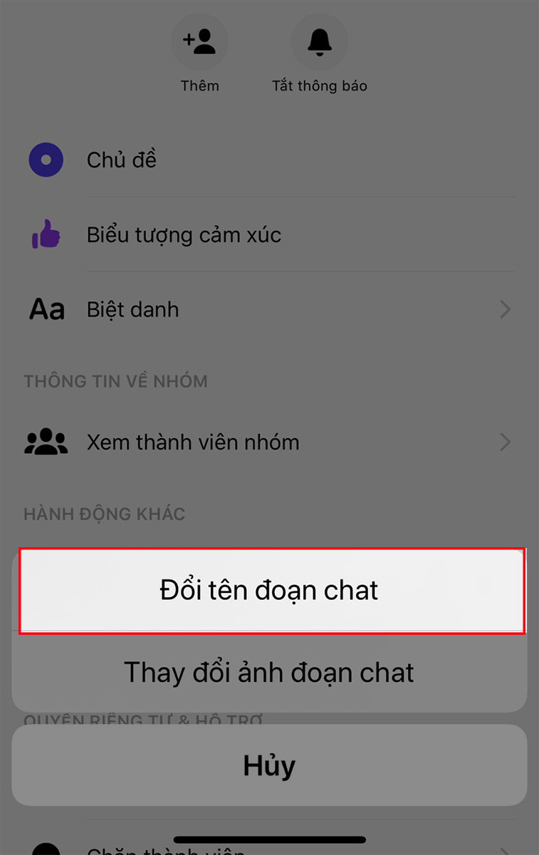 chọn “Đổi tên đoạn chat”