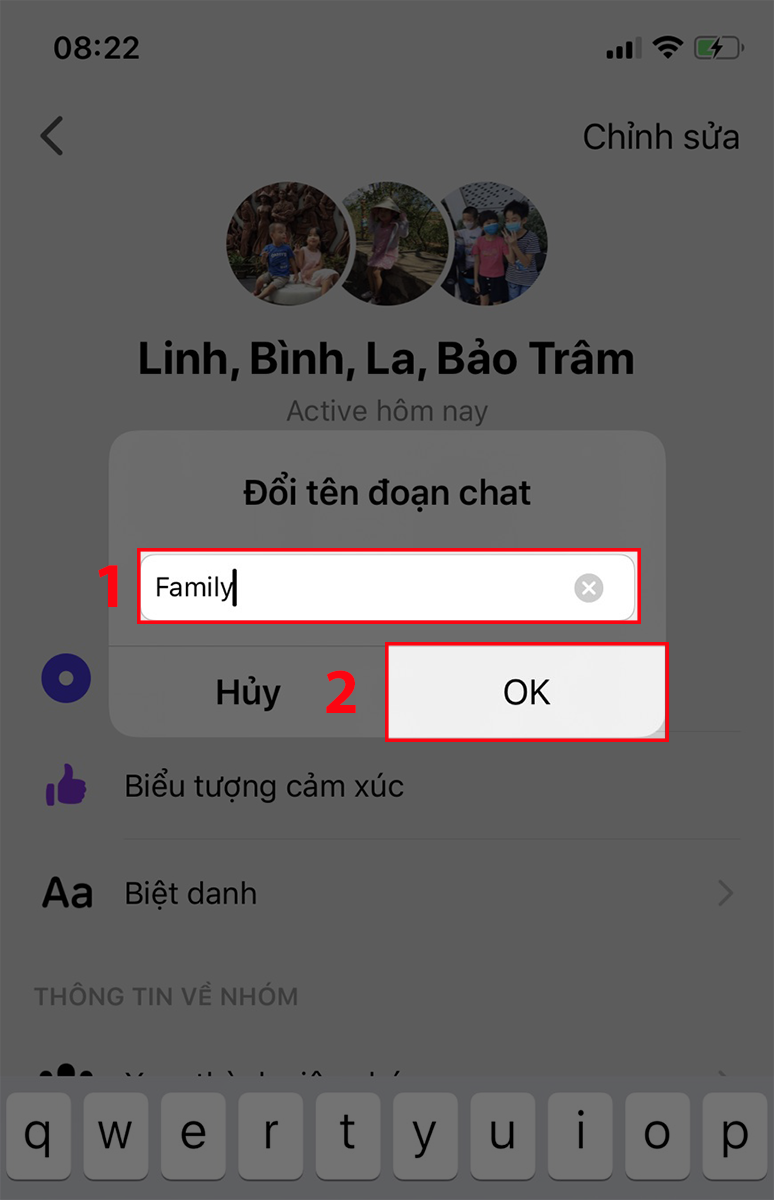 nhấn vào "OK" để xác nhận và áp dụng tên mới cho nhóm